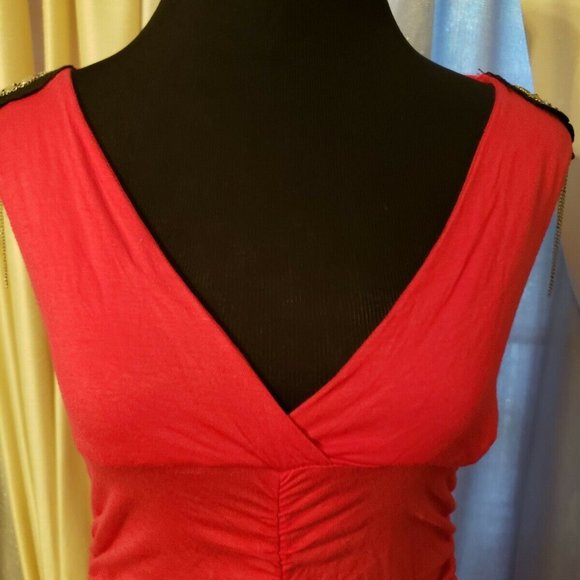 IXOS Red Bodycon Ruched Dress Large - Picture 2 of 9